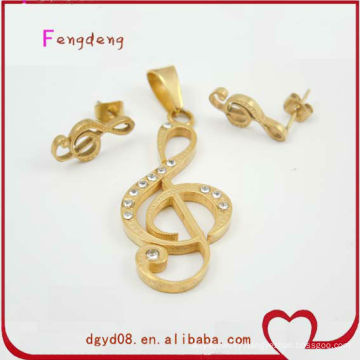 Nice music style gold plated pendant and earring jewelry set